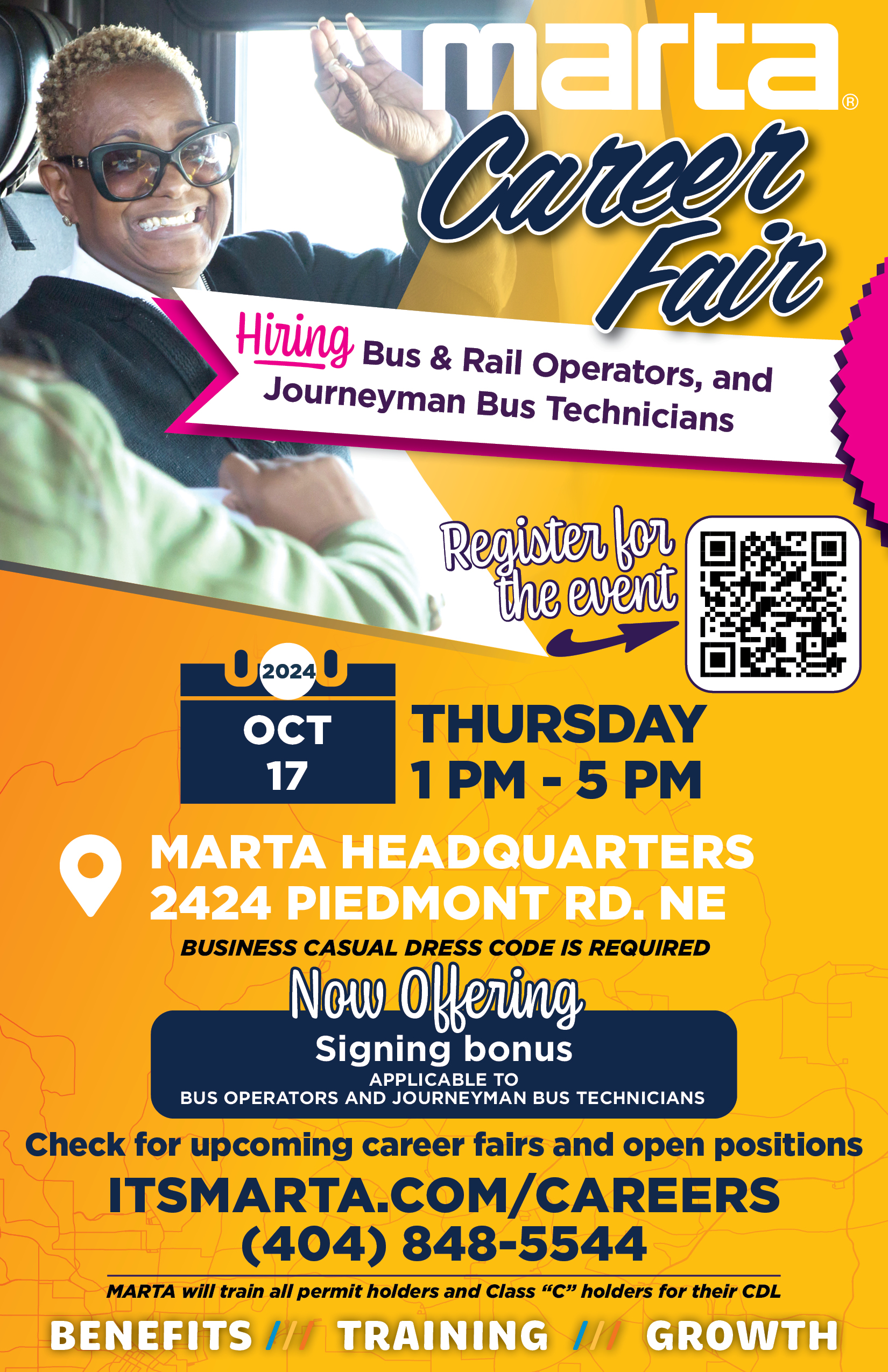 Bus Recruitment Campaign - career fair flyer 2024- Oct 17